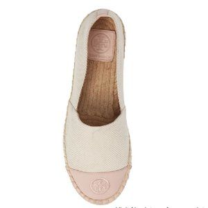 TORY BURCH Colorblock Flat Canvas Espadrilles In Sea Shell Pink